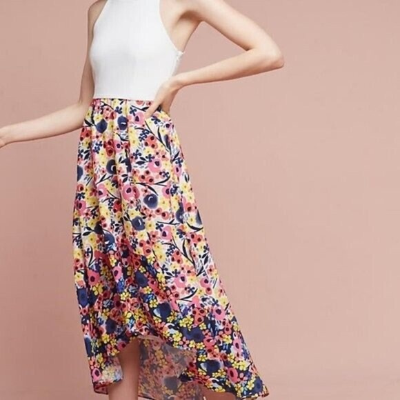 Anthropologie Hutch Bethanie Floral White Assymetric Tank Dress small NWT - Picture 1 of 9